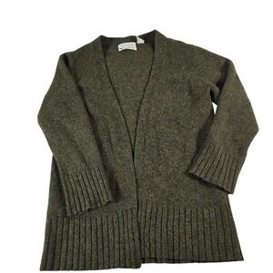 Pursuits Ltd Womens XL  Green Italian Merino Wool Open Front Cardigan Sweater